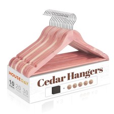 HOUSE DAY Cedar Wood Hangers 10 Pack with Rings, Clothes & Closet