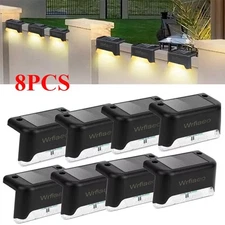 Wrfiaeo 8PCS Solar Deck Light Outdoor Waterproof LED Step Lamps For Stairs Fence