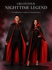 Reversible Black Red Vampire Cape Halloween Cosplay Costume Unisex Adult
