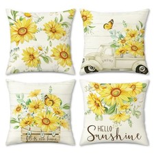 Pack of 4 Sunflower Throw Pillow Covers - 18"x18" - Flowers-2