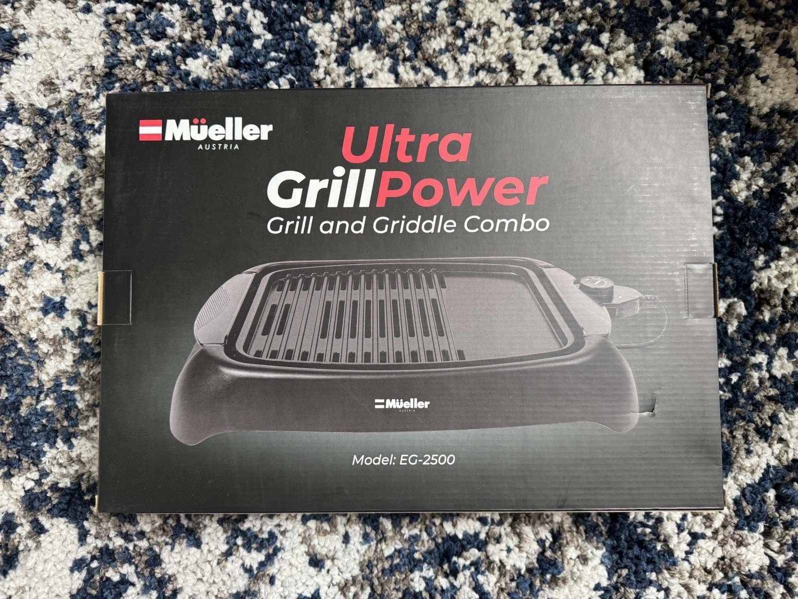 Mueller Austria Ultra GrillPower Grill Griddle Combo Model EG2500 New $99 Retail