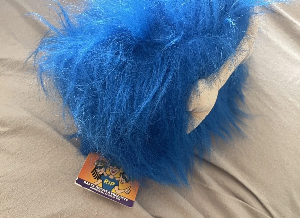 Peruca fantasia de Halloween Rasta Imposta cabelo azul adulto mulher das cavernas com osso tamanho 1 nova com etiquetas - Imagem 2 de 3