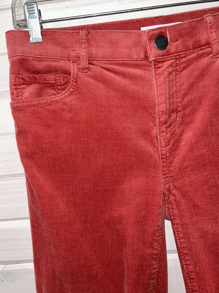 Pantalones de mezclilla Ann Taylor LOFT talla 0 coral pana modernos ajustados elásticos algodón usados en excelente estado Foto 4 de 4