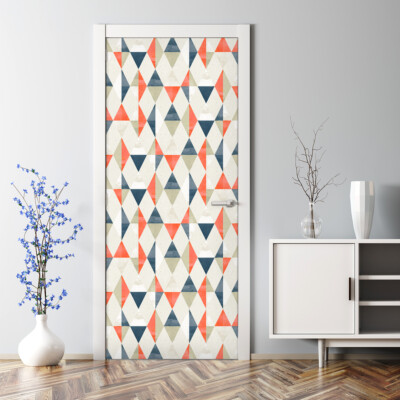 Harlequin Triangles Adhesive Geometric diamonds Colourful Pattern Door Sticker