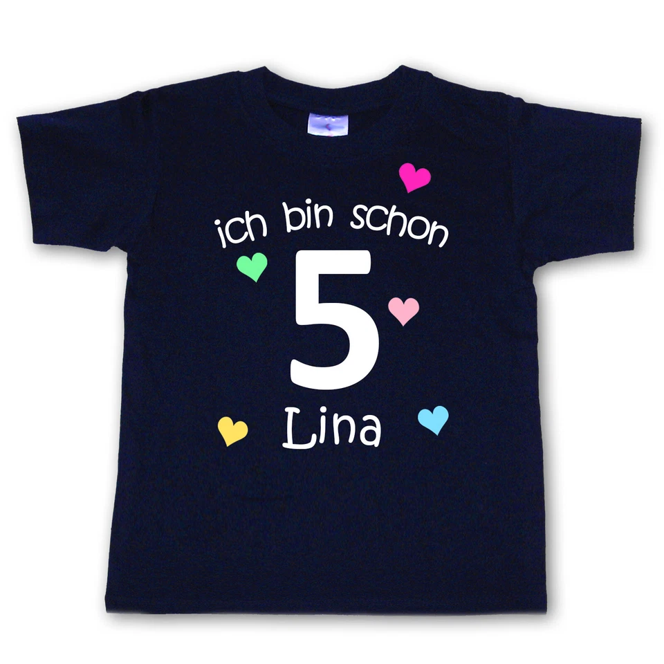 Geburtstag T Shirt ich bin schon 5 mit Wunschnamen WAHL Motiv Farbe Größe NEU