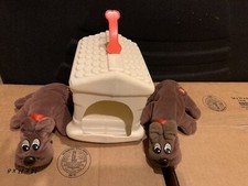 Vintage 1985 Set Of 2 Tonka Mini Pound Puppies Brown With Dog House