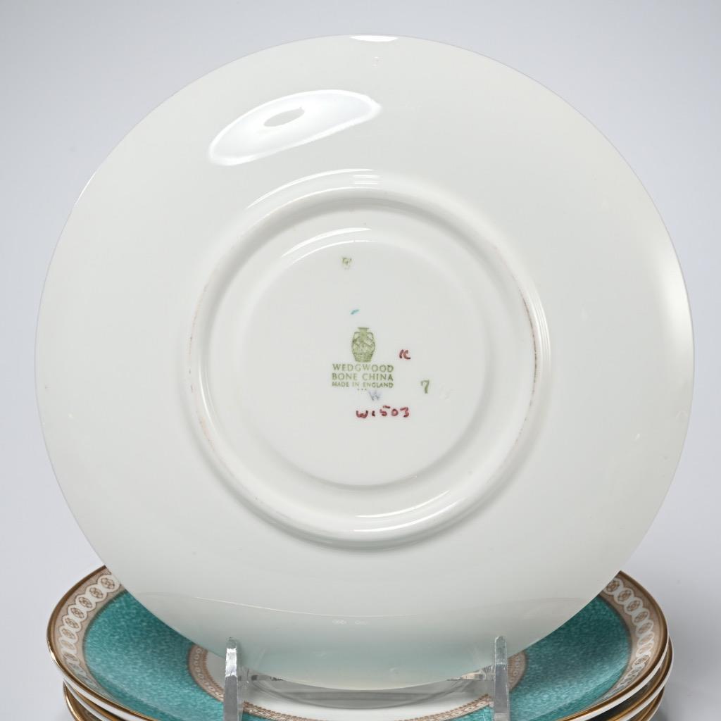 Wedgwood Ulander Powder Turquoise W1503 4 Cream Soup Bowls w Wedgwood Ulander Powder Turquoise W1503 4 Cream Soup Bowls w