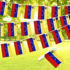 NUEVO G128 Bandera Bandera Venezuela Bunting 8.2x5.5 pulgadas, Cadena Completa Impresa 33 pies