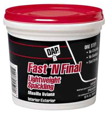 DAP 12142 One Step Fast 'N Final Lightweight Spackle, White, 32 oz