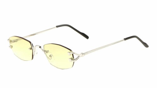 SAVANT SLIM RIMLESS GEOMETRIC OVAL SMALL SUNGLASSES CLASSIC CASUAL LUXURY VTG - Picture 6 of 11