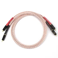 Pair 8TC 7N OCC Pure copper Hi-end Interconnect 2RCA to 2RCA Male Audio Cable