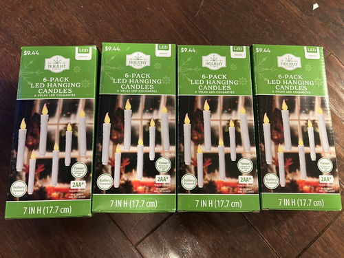 Holiday Time Six Pack LED Hanging Candles Christmas Lot of 4 NEW!
