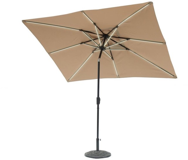 Patio Umbrella 9 Ft X 7 Ft Rectangle Next Gen Solar Lighted Market In Taupe For Sale Online