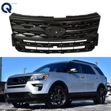 For 2018 2019 Ford Explorer Matte Black ABS Plastic Front Bumper Upper Grille