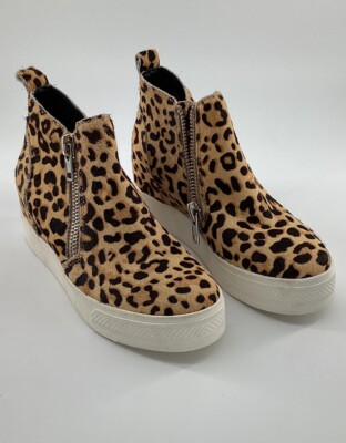 Steve Madden Ferry Leopard Print Cow Hair Platform Sneaker Shoes womens  Size