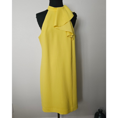NWT *TRINA TURK* Women's Yellow Halter Ruffle Neck Knee Length Dress 10 |  eBay