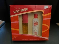 VINTAGE Coty Wild Musk Cologne Spray 1.5 fl oz & Body Silk Creme 2 fl oz New