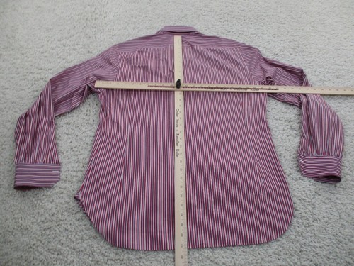 Kiton Shirt Mens 16.5 42 Red Cotton Striped Formal Preppy Outdoor Dress Shirt - Picture 8 of 13