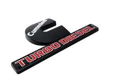 Matte Black/Red Cummins Turbo Diesel Fender Emblem 3D 6-1/4" ABS 2003-24 RAM