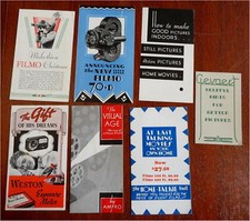 Movie cameras Film Photography c. 1930's pictorial flyers  brochures lot x 7