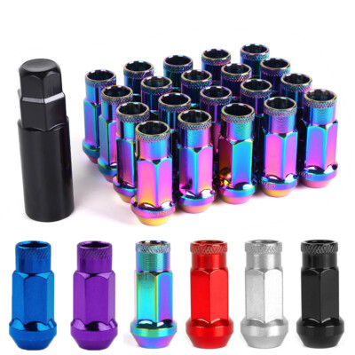 20PCS M12x1.5 M12x1.25 Forged Steel Extended Lug Nuts Cone Seat Open End + Key