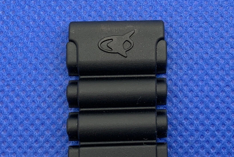 Correa negra para hombre estilo buzo de goma fósil hebilla negra 18 mm # 112 NOS PS Foto 4 de 4