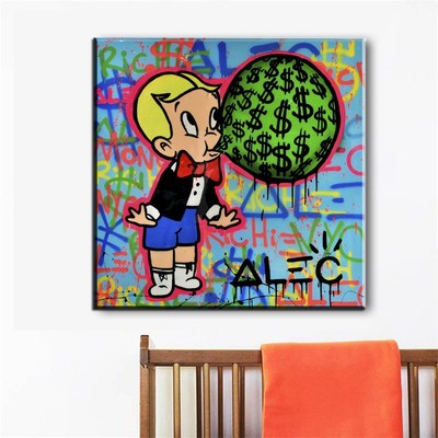 Jirafa Bebé Niño Animal Cebra Koala Blue Bubble Gum Lona cartel Impresión  Pintura | eBay