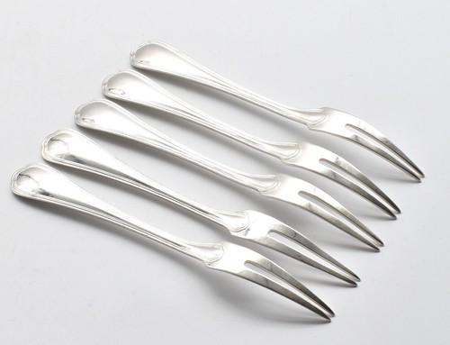 Christofle 5 fourchettes escargots Spatours métal argenté french snail forks (B) - Picture 4 of 4