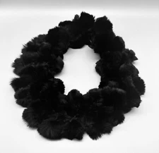 Surell Rex Rabbit Fur Infinity Loop Scarf Cowl Neck Warmer 4 Rows Black One Size