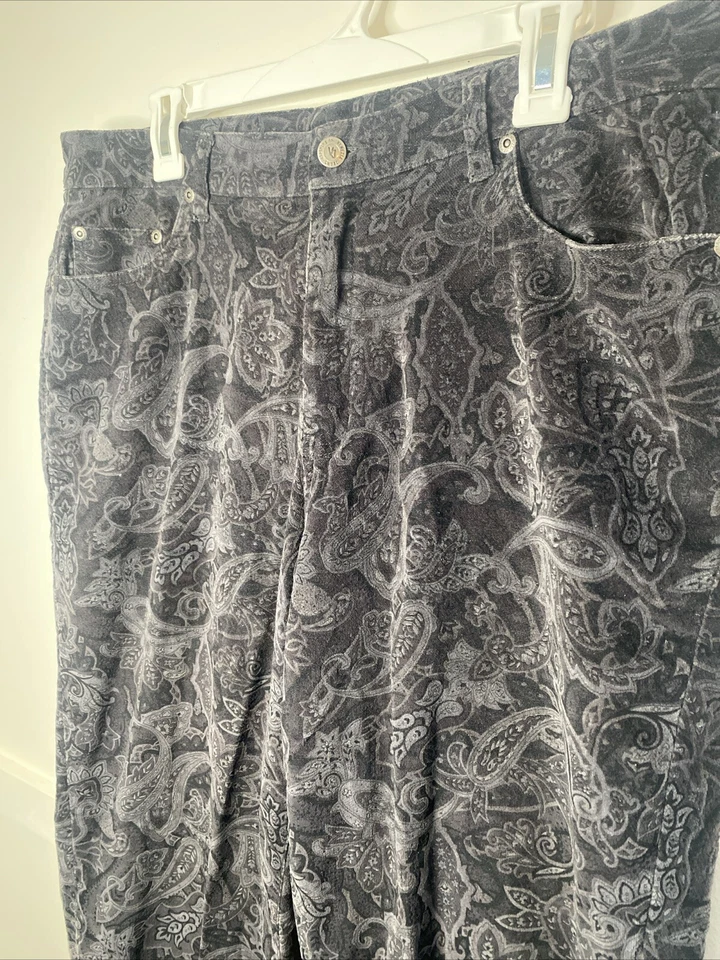 Pantalones elásticos Venezia Jeans para mujer talla 16 grises imitación gamuza estampado cachemir Foto 3 de 4