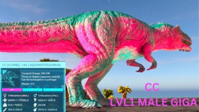 Ark Survival Ascended PVE CC MALE LEVEL 1 GIGA (CLONE) XBOX/PC/PS5