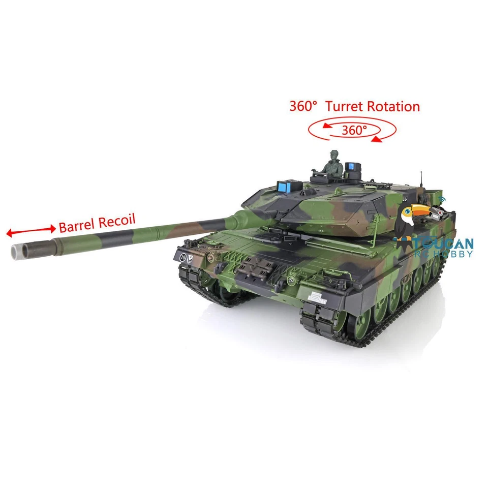 1/16 Henglong 7.0 Plastic Leopard2A6 3889 BB IR RC Tank W/ 360° Barrel Recoil - Image 2 of 4