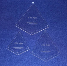 Quilting Template -3 Piece "Kite" Shape Set  - 1/8" Clear Acrylic