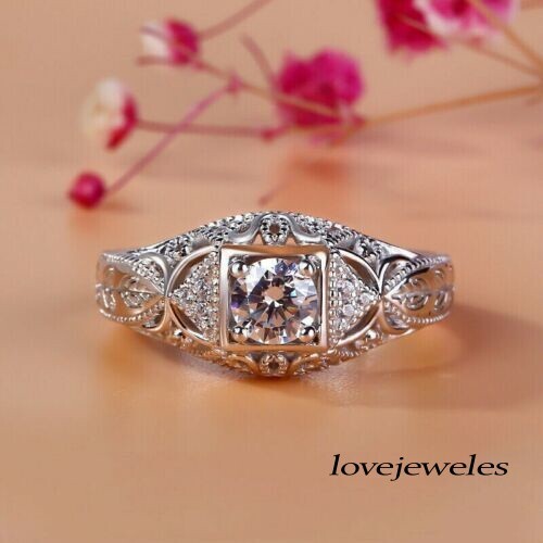 Echter Moissanit 1,75 CT runder Schnitt Verlobungsring Hochzeit 925 Sterlingsilber - Bild 1 von 7