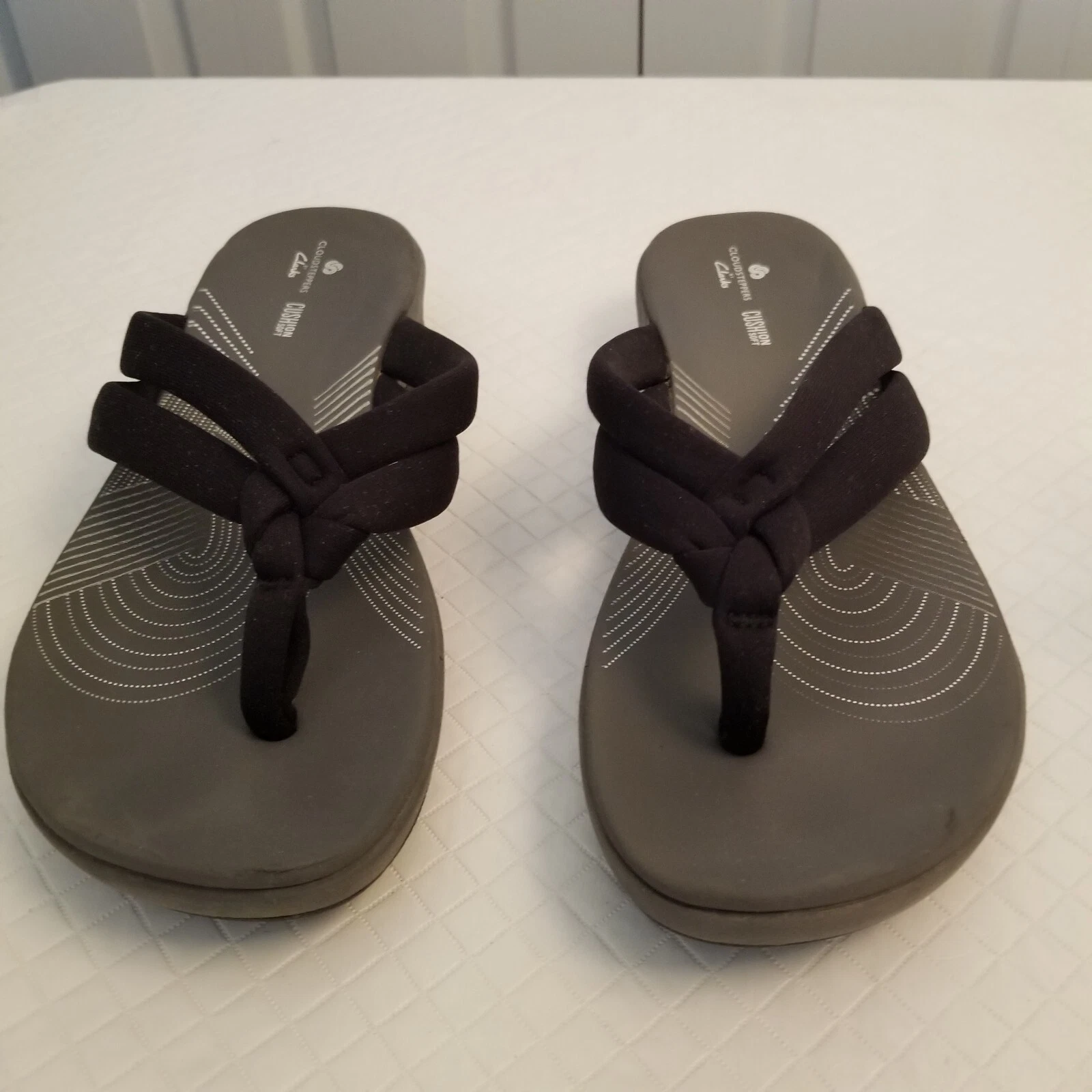 Sandali Clarks Cloudstepper donna taglia 12 a misure tessuto nero Arla