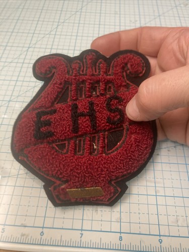 USED Vintage EHS High School Patch for Music Band/Pep Band w/Lyre and Pin. NICE! - Picture 6 of 8