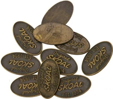 Schrade Skoal Shield Package of Ten Antiqued Brass Finish Embossed Oval Design