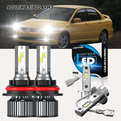 For Mitsubishi Lancer 2004-2007 6500K LED Headlight Bulbs Fog Light Hi- Lo Combo