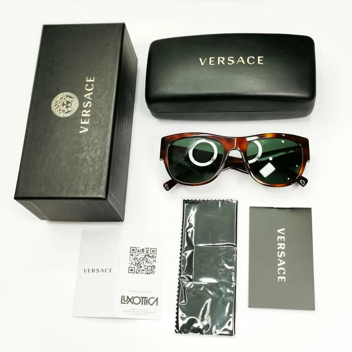 Versace Sunglasses Gold Medusa Tortoiseshell Brown Green Square 
