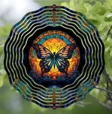Stained Glass Butterfly 10" Wind Spinner Handmade