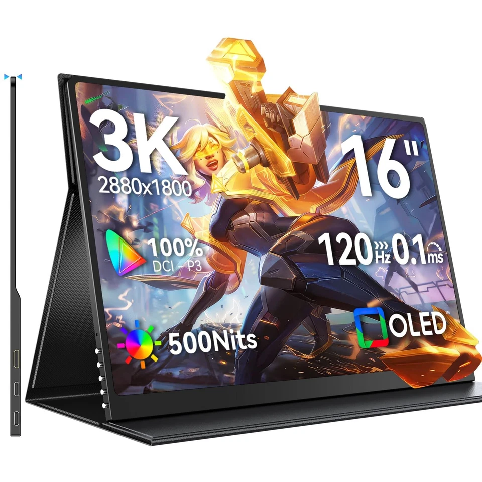 OLED Portable Monitor 16” 3K 120Hz 0.1ms, 500 Nits, 100% DCI-P3, Ultra-Slim - Image 4 of 4