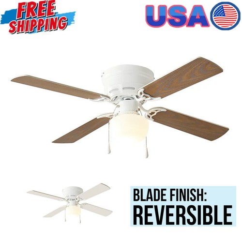 Ceiling Fan Hugger Metal Indoor W/ Light LED Reversible Blades Reverse Airflow
