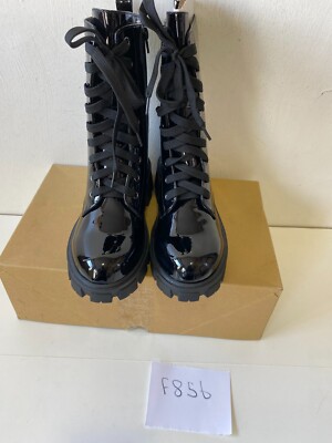 Bon Prix schwarze Lack Schnürstiefel UK 6 (F856)