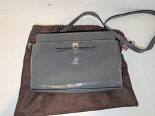 Kate Spade Hancock Park Angelica Crossbody Bag Purse Gray Patent Leather & bag