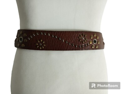 Fossil Studded Woven Twist Braid Belt Leather Southwestern  display picture 1