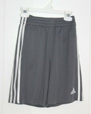 Adidas Gray Shorts With white Tri Stripe Sides Size Boys Youth Medium 10/12