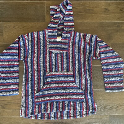 Baja Hoodie Pullover Sweatshirt L Adult Blue Grey Red Franks