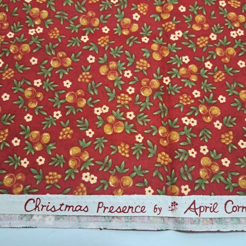 Quilt FABRIC Destash Sale 31" cut APRIL CORNELL CHRISTMAS PRESENCE Red-orange - Picture 1 of 3