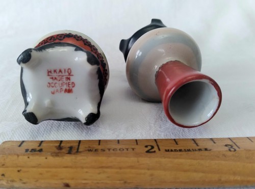 Pair 2 Vintage Mini Souvenir Pedestal Jars H. Kato Occupied Japan Landscape Blue - Picture 6 of 7