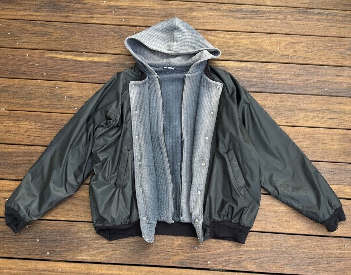 RARE Archive Raf Simons Faded Thrashed Double Layer Hooded RARE Archive Raf Simons Faded Thrashed Double Layer Hooded